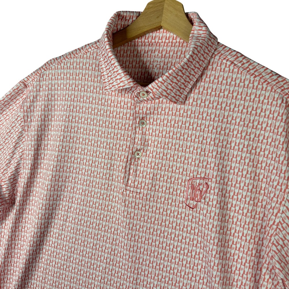 Rhoback The Get Loud Red White Megaphone Print Performance Polo Shirt Mens L